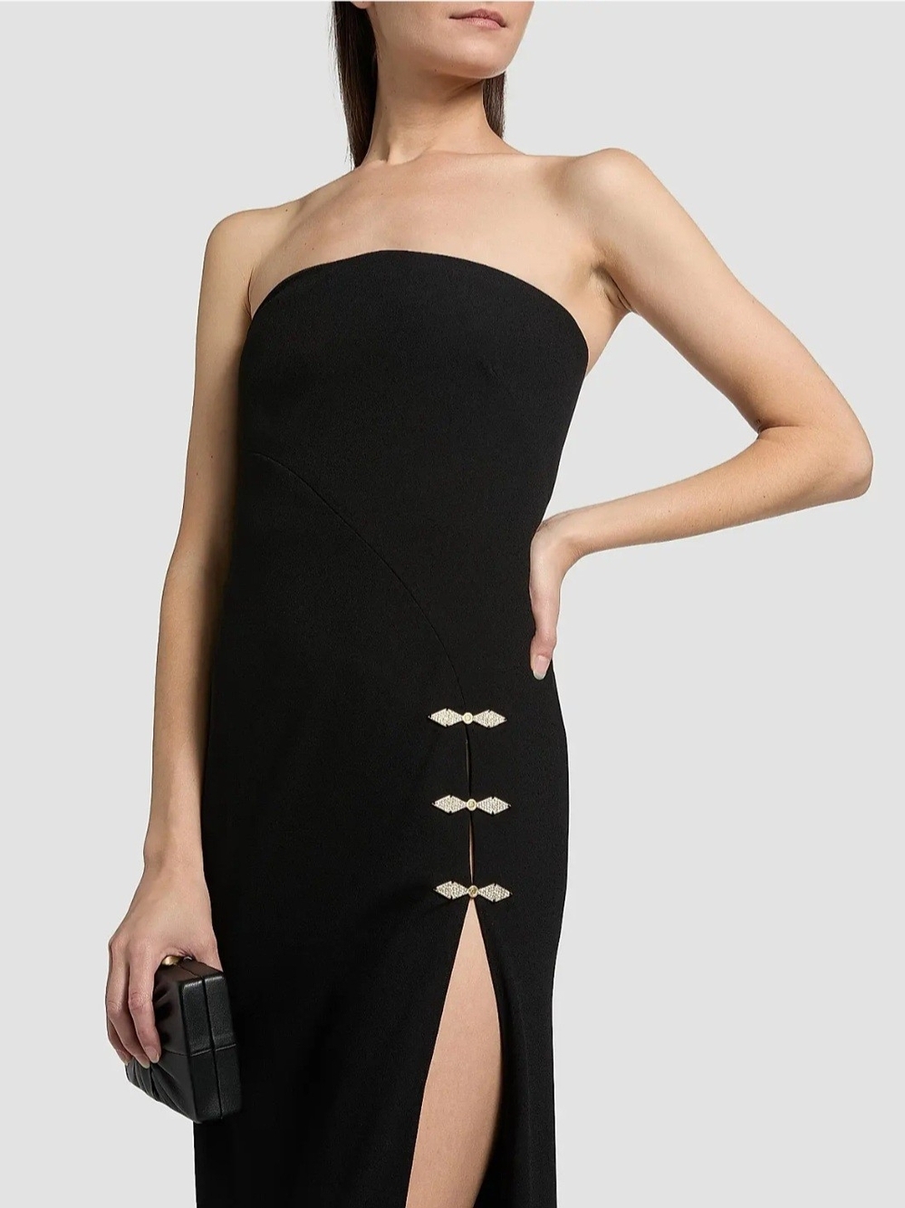 Black Strapless Formal Column Gown